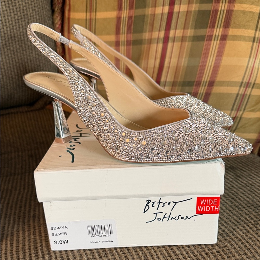 Betsey Johnson Glittering Silver Slingback Heels